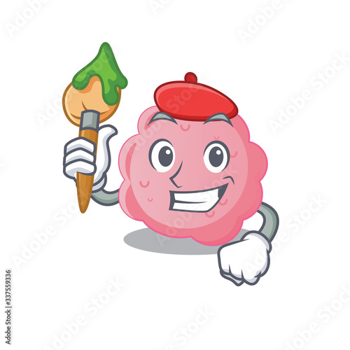 A creative anaplasma phagocytophilum artist mascot design style paint with a brush