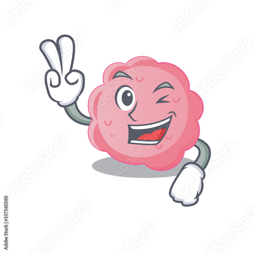 Happy anaplasma phagocytophilum cartoon design concept with two fingers
