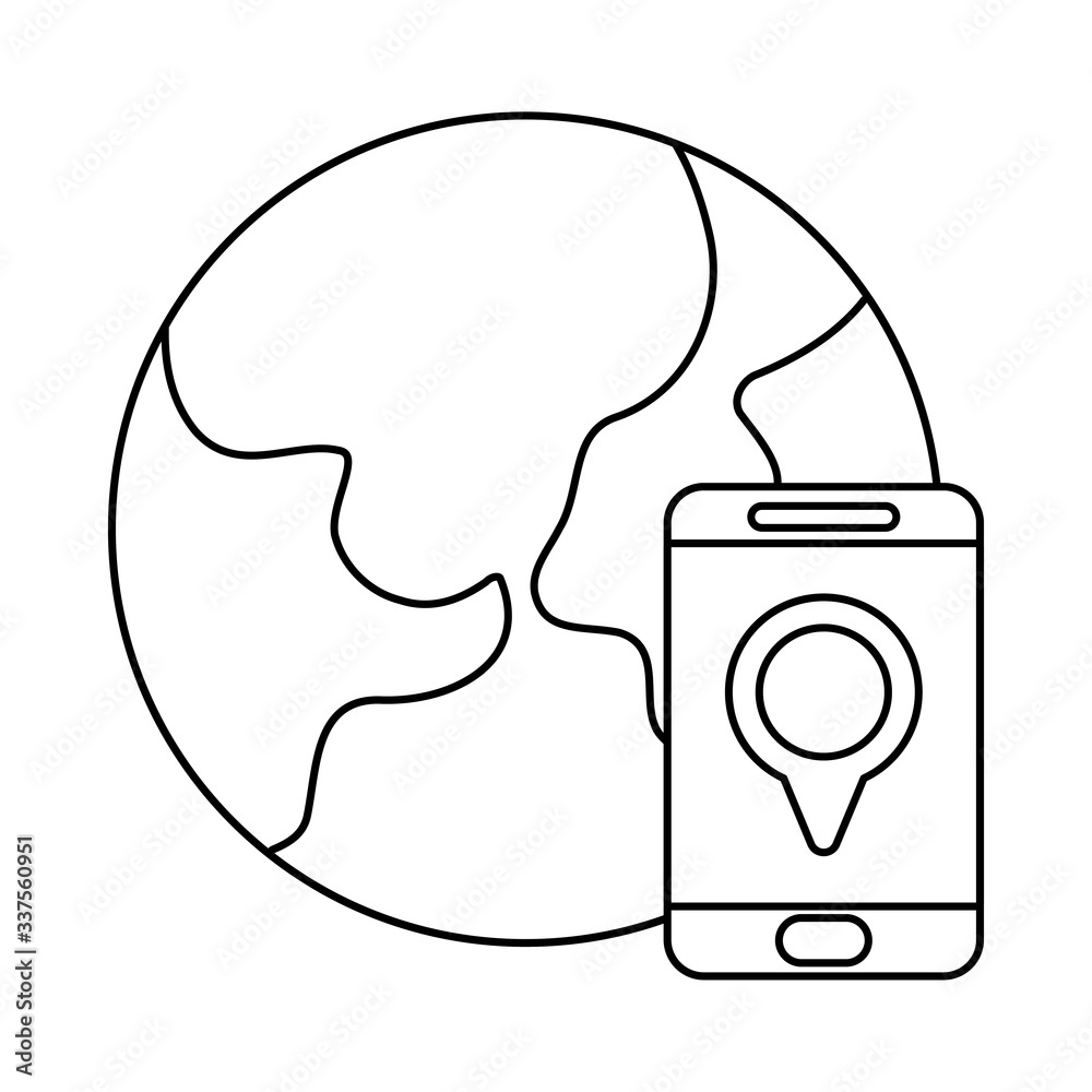parcel delivery tracking on the smartphone , line style icon parcel delivery tracking on the smartphone , line style icon