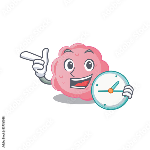 Anaplasma phagocytophilum mascot design concept smiling with clock