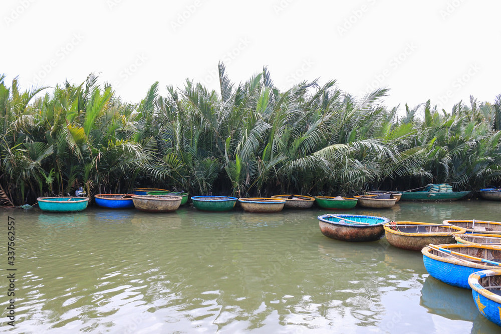 Traditional Vietnamese Basket Fishing Boats. Hoi An, Vietnam.