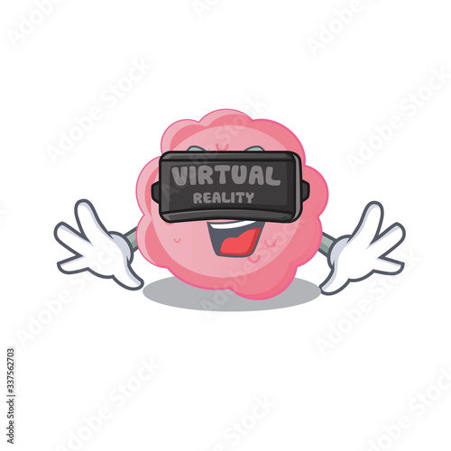 Cartoon design style of anaplasma phagocytophilum with modern Virtual Reality headset photo