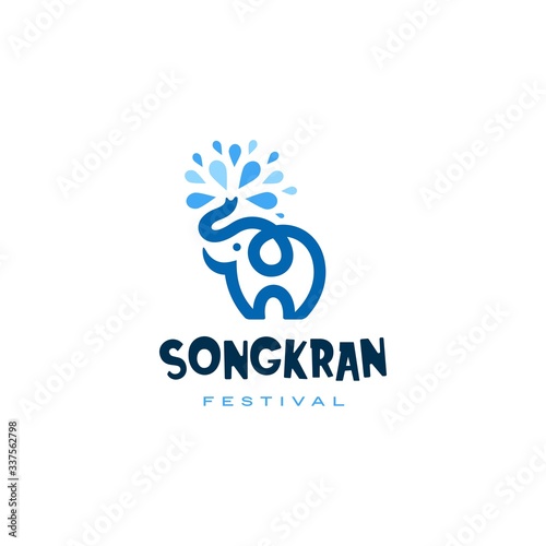 elephant water songkran festival logo vector illustration