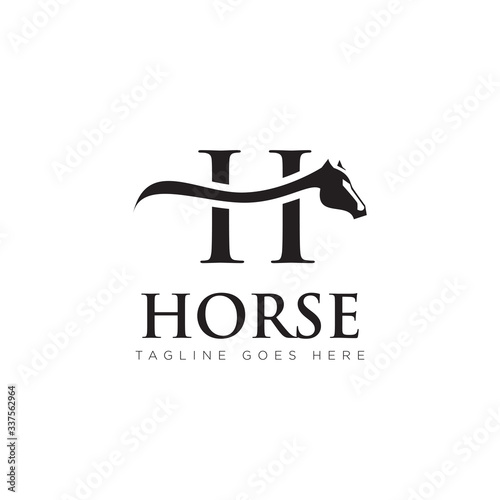 horse logo,  letter h and horseback vector