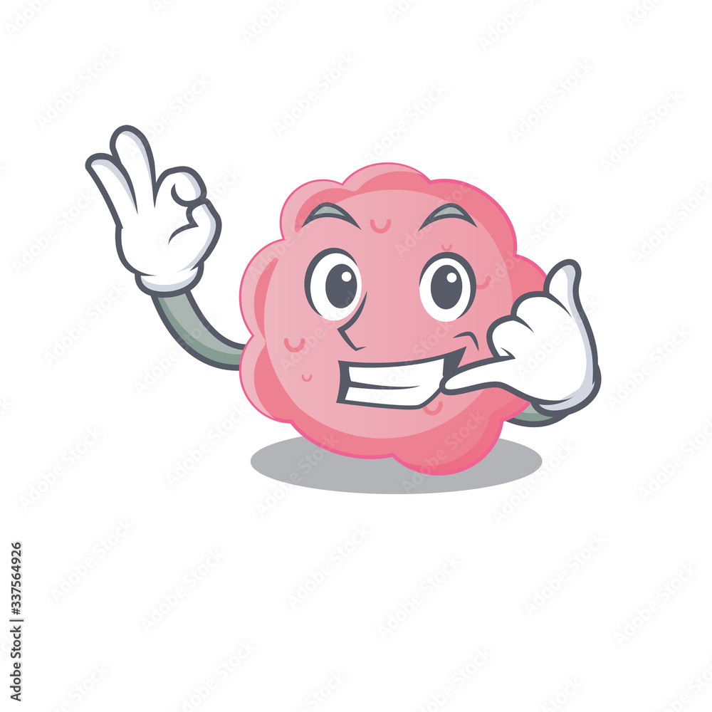 Cartoon design of anaplasma phagocytophilum with call me funny gesture Cartoon design of anaplasma phagocytophilum with call me funny gesture