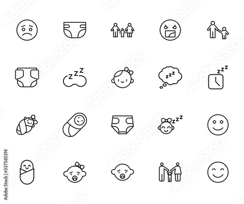 Icon set of baby.