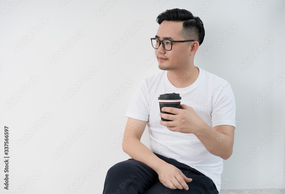 Home office scene of young Asian men Home office scene of young Asian men