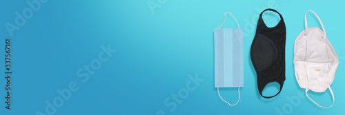multiform medical mask on blue background