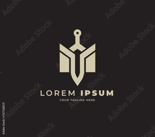 M sword logo design vector template