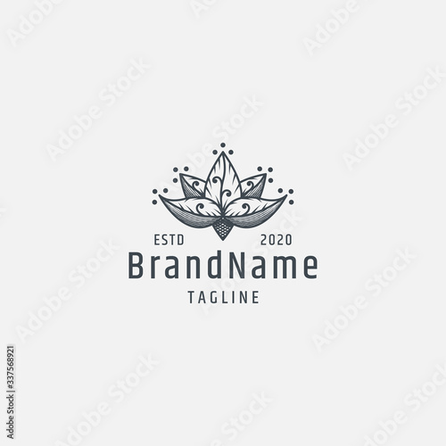 Lotus flower logo vintage - vector