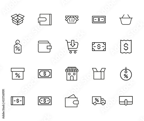 Modern thin line icons set of market.