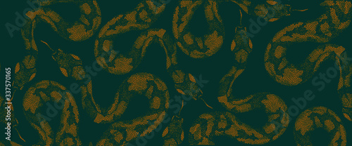 Snake skin hand draw on green background 