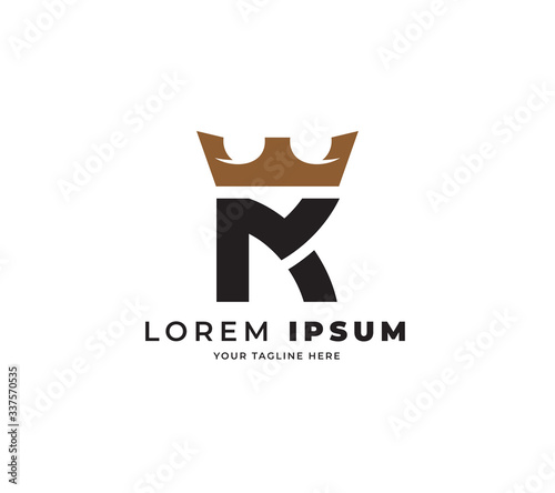 M K crown logo design vector photo