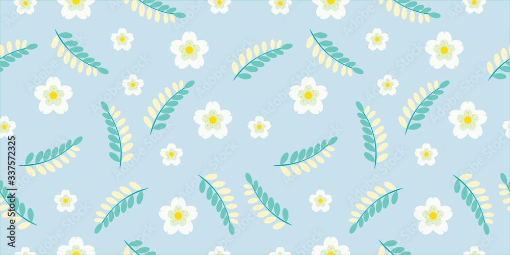 Fototapeta premium Seamless floral pattern background, Flower vector illustration, Hand drawn decorative element, Seamless backgrounds and wallpapers for fabric, packaging, Decorative print, Textile, repeating pattern