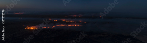 11.04.2020 - Massive fire in Ukraine forest, Rivne region. Editorial. 