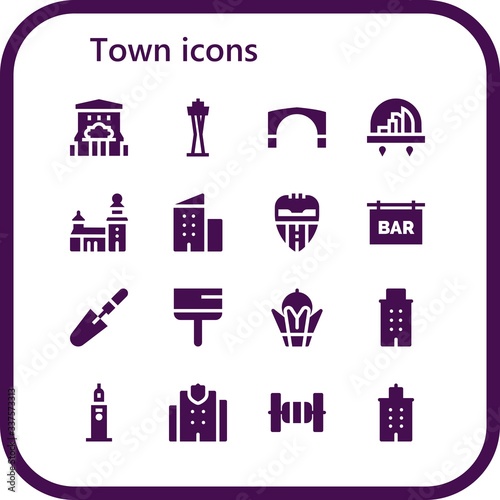 Modern Simple Set of town Vector filled Icons