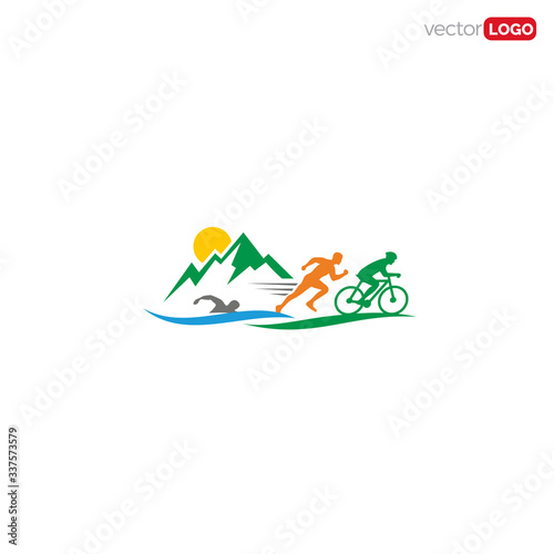 triathlon icon/symbol/Logo Design Vector Template Illustration