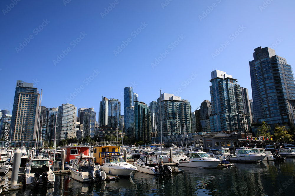 Vancouver, America - August 18, 2019: Vancouver port view, Vancouver, America