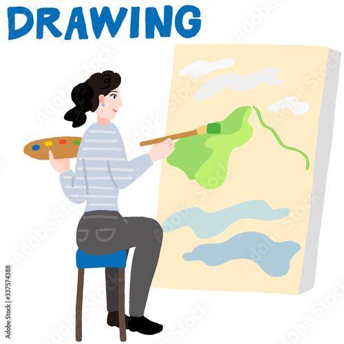 絵を描く女性