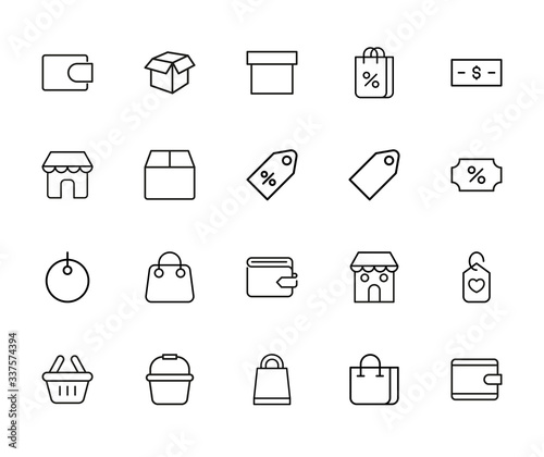 Modern thin line icons set of market.