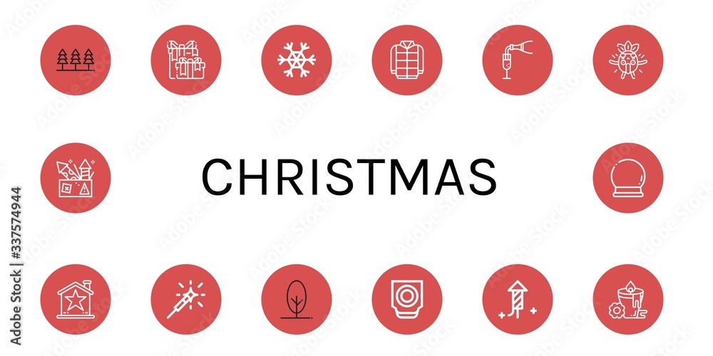 christmas simple icons set