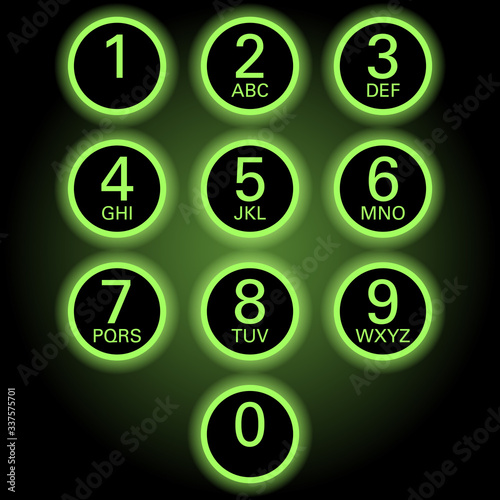 cellphone keypad on black background