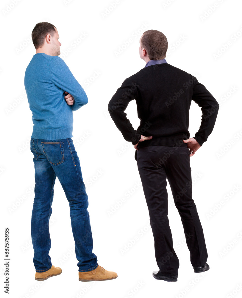 Back view two man in sweater. Back view two man in sweater.