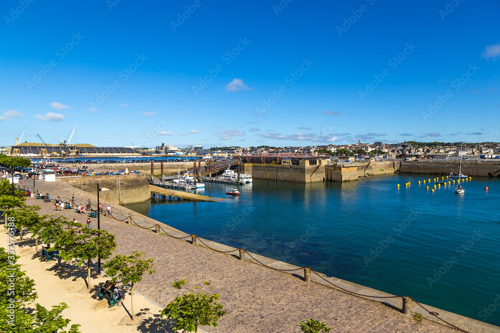 Saint-Malo, France. Embankment, old fortifications and port