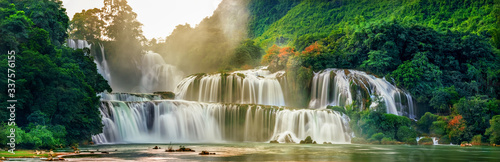 Royalty high quality free stock image aerial view of “ Ban Gioc “ waterfall, ...