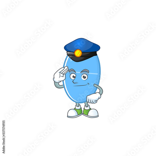 A dedicated Police officer of blue capsule mascot design style