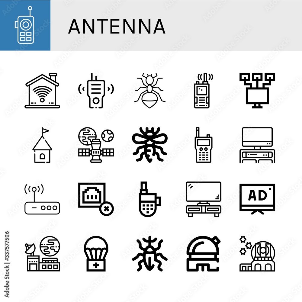 antenna simple icons set