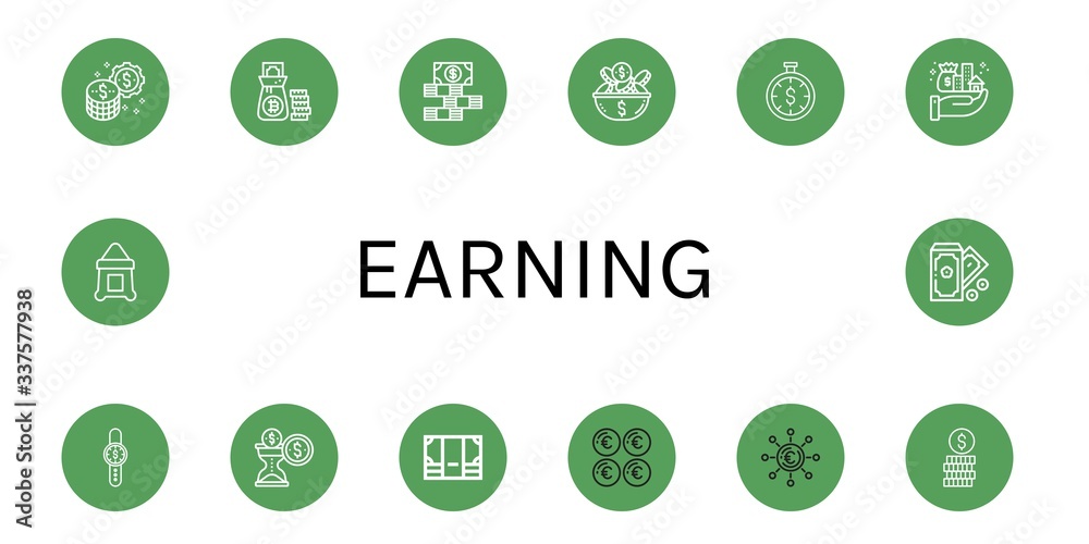 earning icon set earning icon set