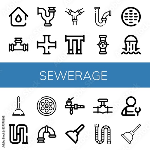 sewerage simple icons set