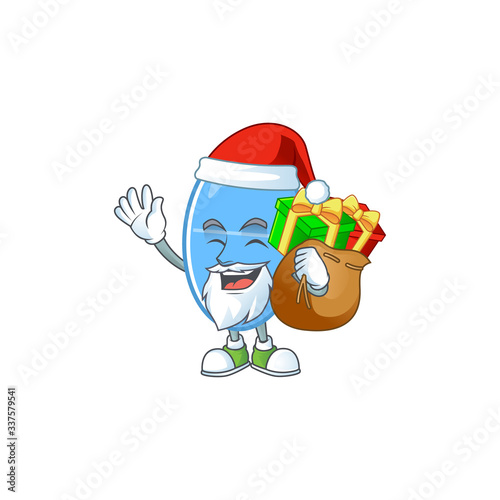 Santa blue capsule Cartoon character design with sacks of gifts