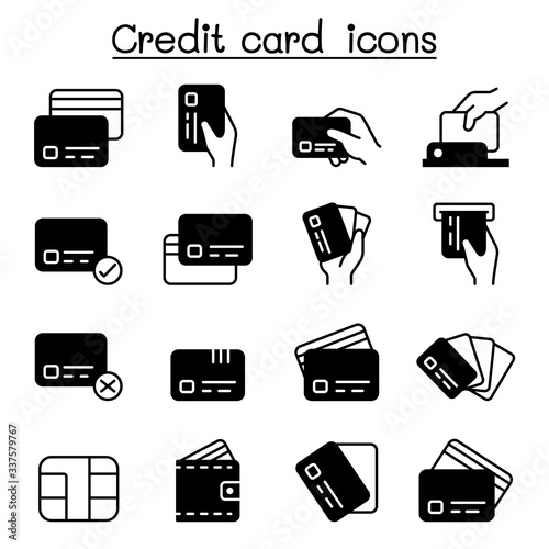 Fototapeta Naklejka Na Ścianę i Meble -  Credit card, Debit card, Payment, Shopping icons set vector illustration graphic design