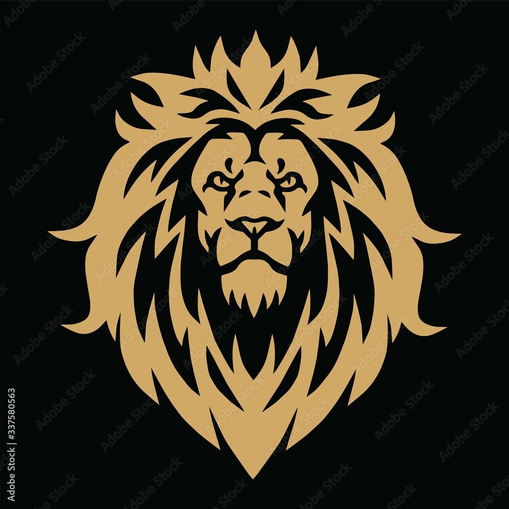 Fototapeta premium Lion Head Gold Golden Esport Logo Mascot Vector Illustration Design