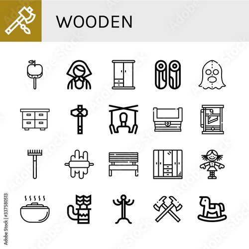 wooden icon set