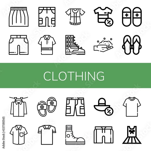 clothing simple icons set