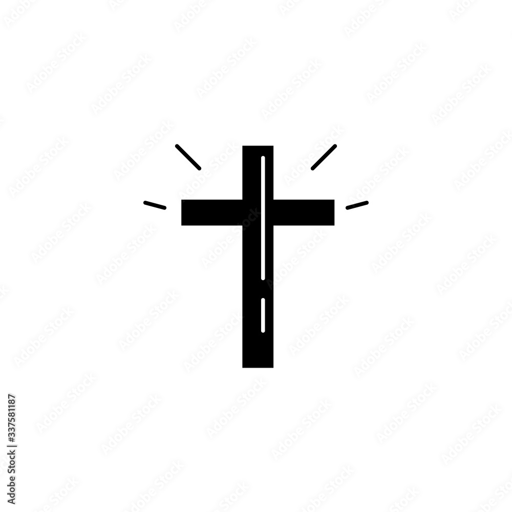cross easter black icon over white cross easter black icon over white