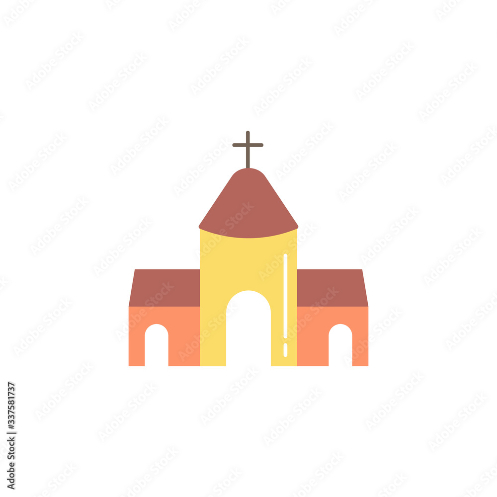 church building flat easter religion icon