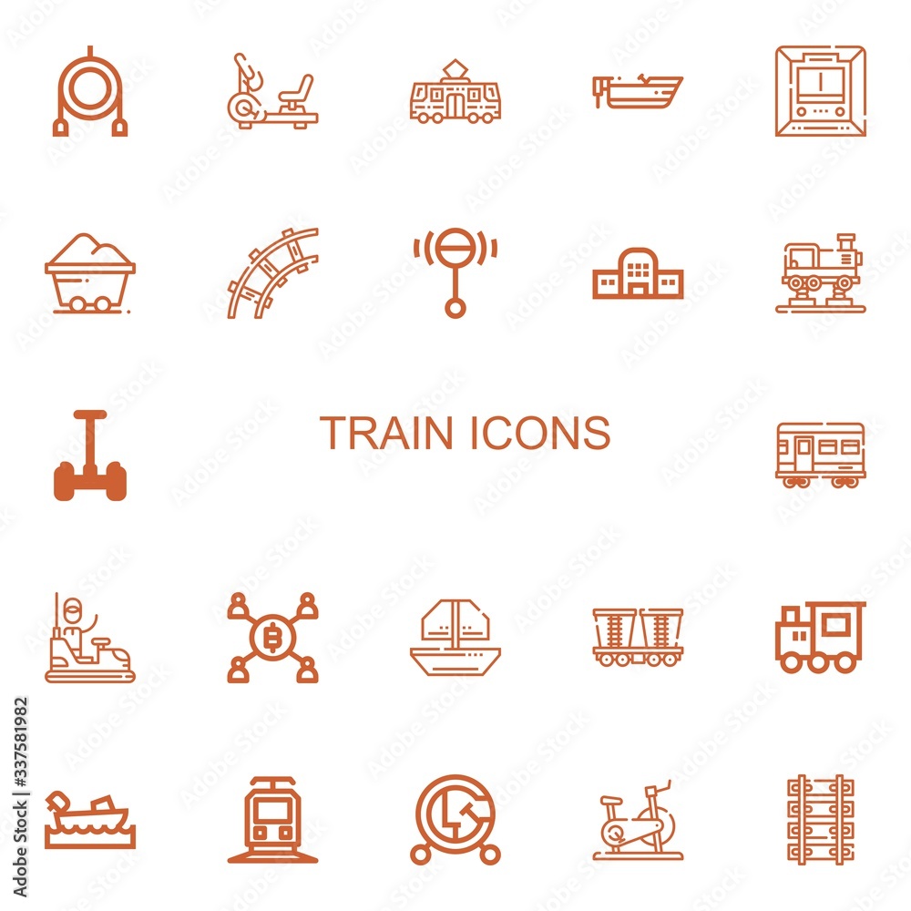 Editable 22 train icons for web and mobile Editable 22 train icons for web and mobile