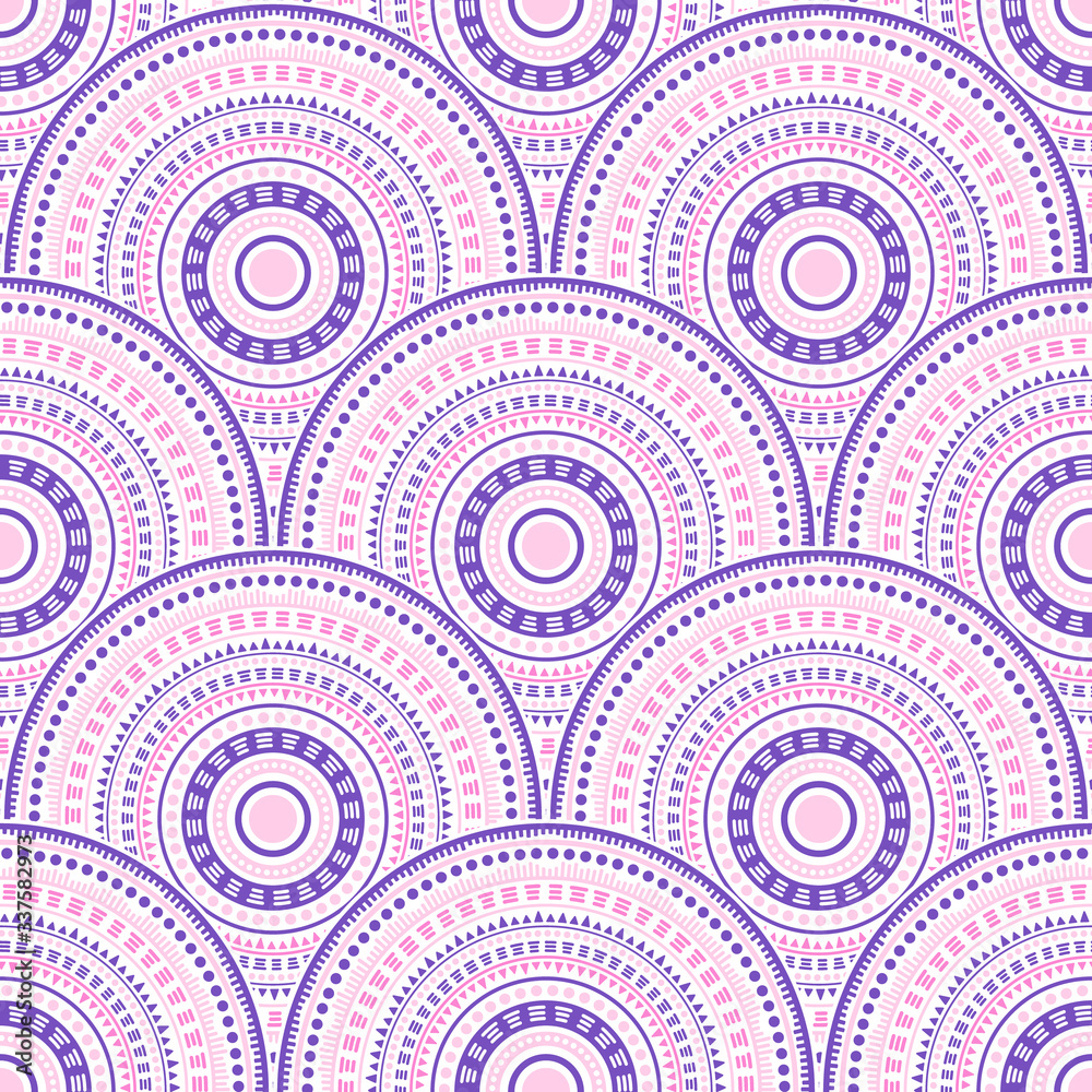 Ethnic circle shapes seamless geometric pattern.