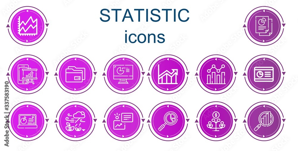 Editable 14 statistic icons for web and mobile