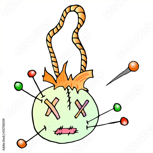 Colorful voodoo doll vector illustration.