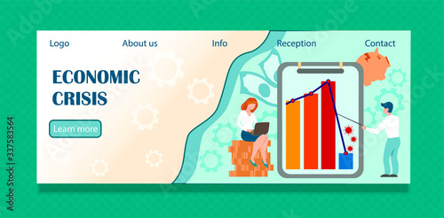 Concept WEB banner Economic crisis vector illustration novel coronavirus 2019-nCoV impact global economy business down. corona virus make down economy financial crisis. country economic impact novel 