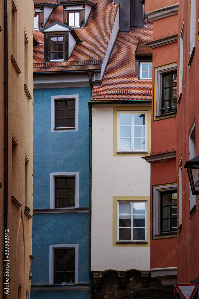 old houses in the old town of regensburg