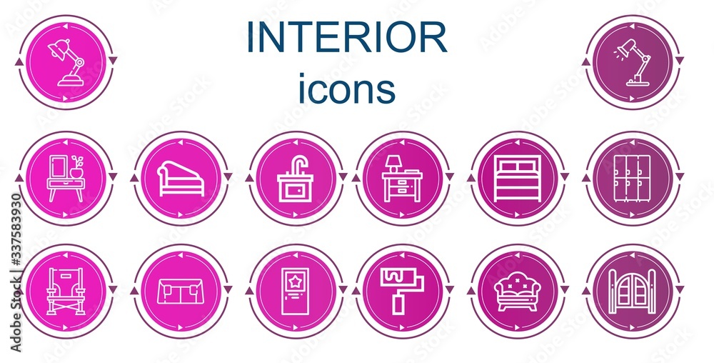 Editable 14 interior icons for web and mobile Editable 14 interior icons for web and mobile
