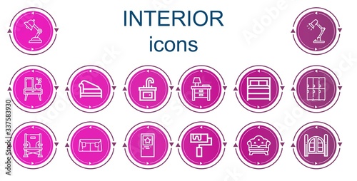 Editable 14 interior icons for web and mobile