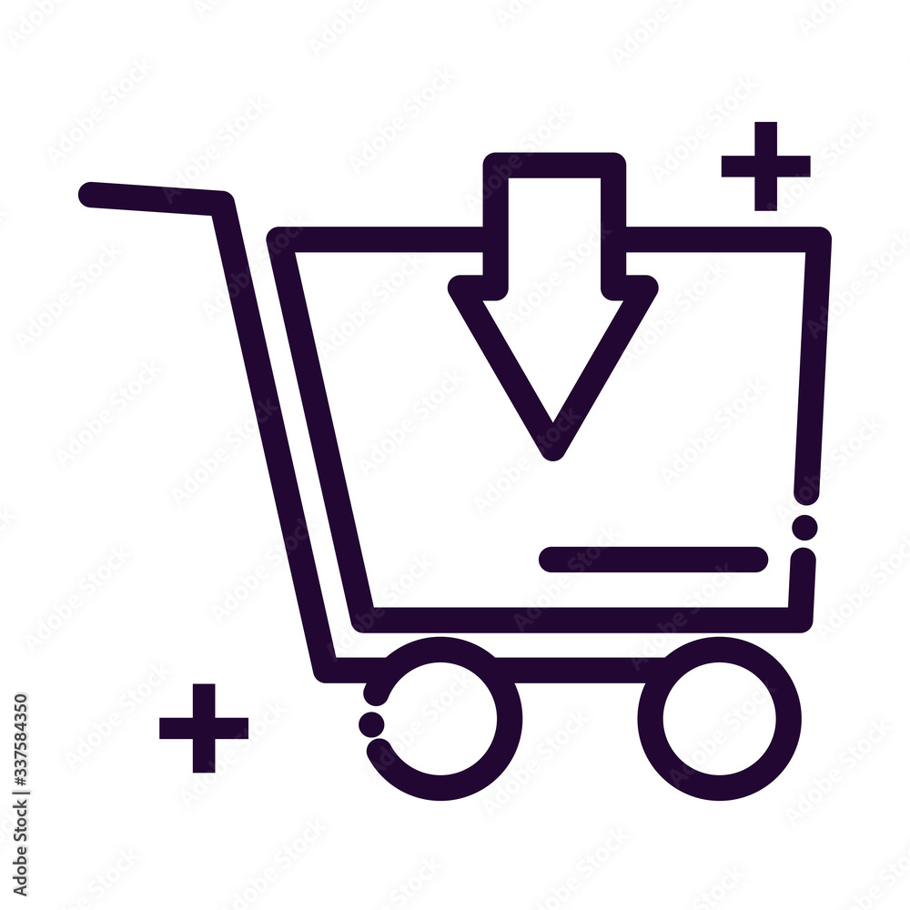 shopping cart with arrow line style icon