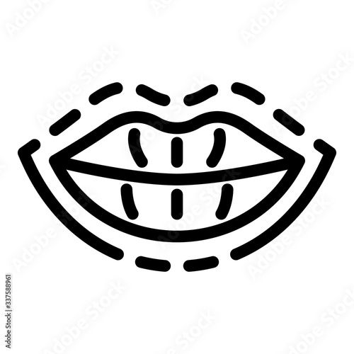 Lip augmentation icon. Outline lip augmentation vector icon for web design isolated on white background